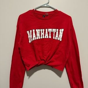Cropped front knot sweatshirt